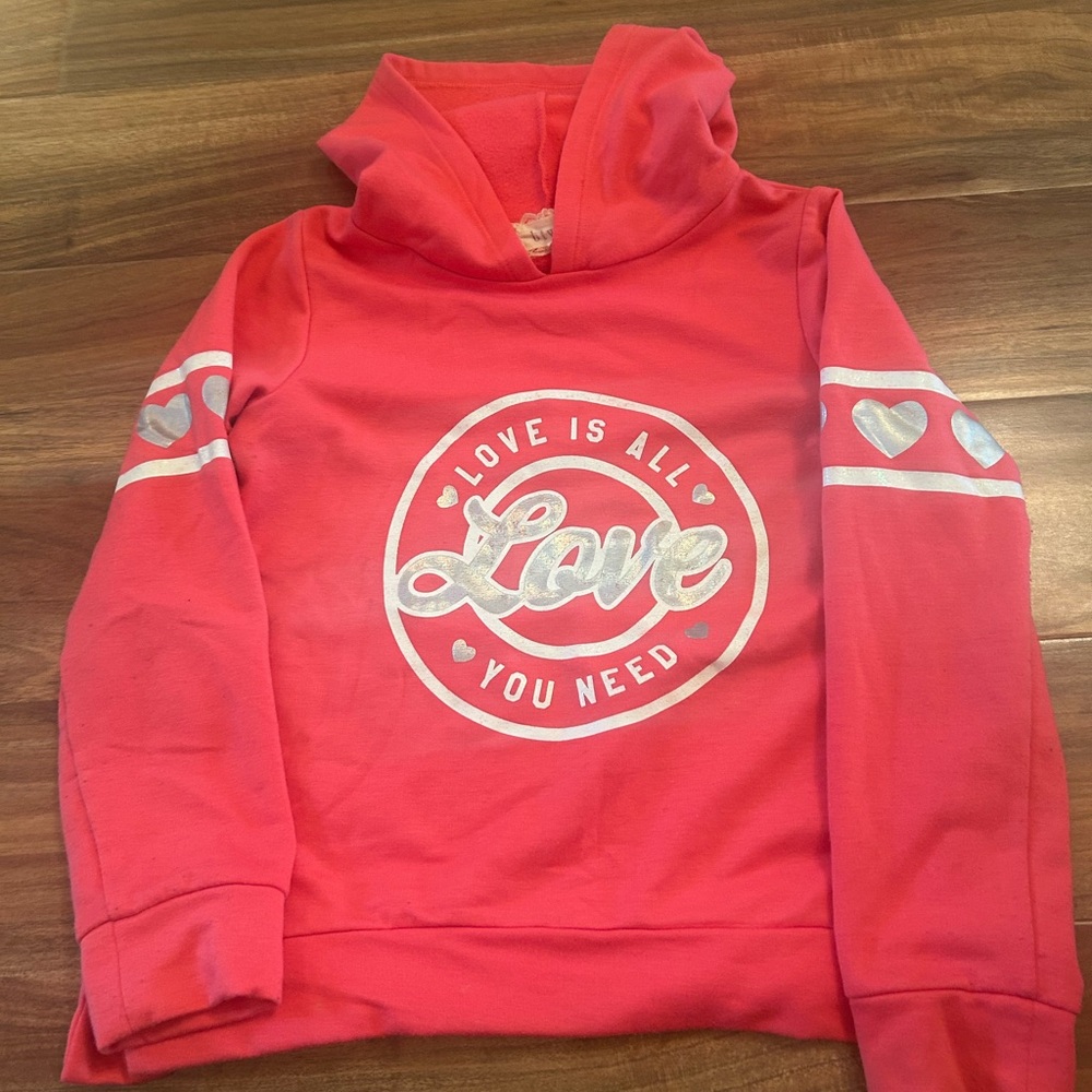 btween Pink and White Graphic Hoodie Sweatshirt